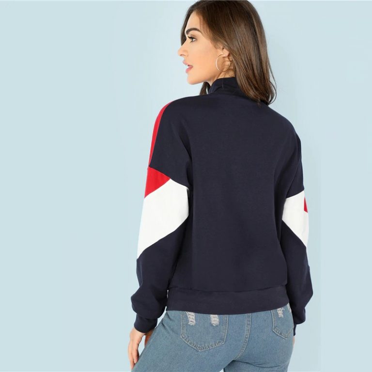 Sweatshirt Athleisure Stand Collar Raglan Sleeve Sweatshirt Women Autumn Pullovers - Image 19
