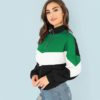 Sweatshirt Athleisure Stand Collar Raglan Sleeve Sweatshirt Women Autumn Pullovers - Image 22