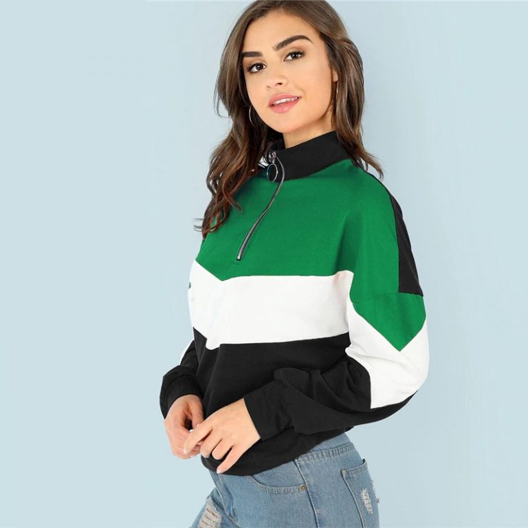 Sweatshirt Athleisure Stand Collar Raglan Sleeve Sweatshirt Women Autumn Pullovers - Image 22