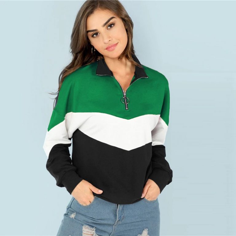 Sweatshirt Athleisure Stand Collar Raglan Sleeve Sweatshirt Women Autumn Pullovers - Image 23