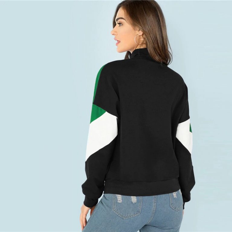 Sweatshirt Athleisure Stand Collar Raglan Sleeve Sweatshirt Women Autumn Pullovers - Image 24