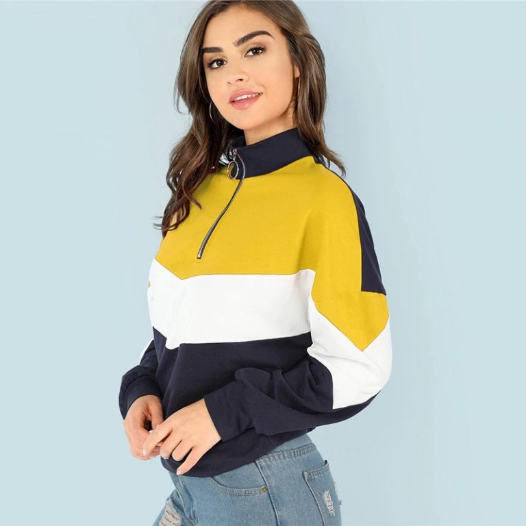 Sweatshirt Athleisure Stand Collar Raglan Sleeve Sweatshirt Women Autumn Pullovers - Image 8