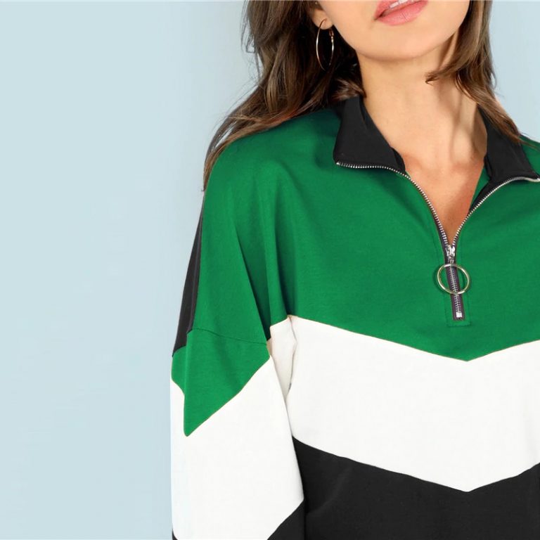 Sweatshirt Athleisure Stand Collar Raglan Sleeve Sweatshirt Women Autumn Pullovers - Image 26
