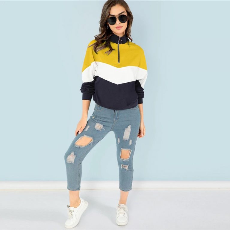 Sweatshirt Athleisure Stand Collar Raglan Sleeve Sweatshirt Women Autumn Pullovers - Image 11