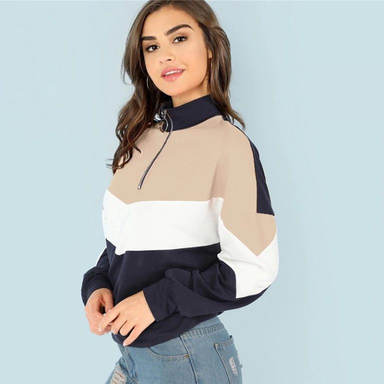 Sweatshirt Athleisure Stand Collar Raglan Sleeve Sweatshirt Women Autumn Pullovers - Image 12