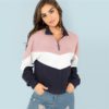 Sweatshirt Athleisure Stand Collar Raglan Sleeve Sweatshirt Women Autumn Pullovers - Image 3