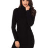 Turtleneck Sweater Dress Women Cable Knit Grey Long Sleeve Knitted Dress - Image 3
