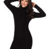 Turtleneck Sweater Dress Women Cable Knit Grey Long Sleeve Knitted Dress - Image 4