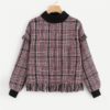 Tweed Pullover Sweatshirt Autumn Preppy Campus Women Sweatshirts