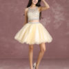 Two Pieces Homecoming Dresses Vanilla Cream Beaded Short Graduation Dress