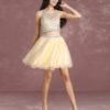 Two Pieces Homecoming Dresses Vanilla Cream Beaded Short Graduation Dress - Image 4