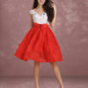 Two Tone Beading V Neck Bow Sash A Line Knee Length Graduation Dress
