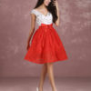 Two Tone Beading V Neck Bow Sash A Line Knee Length Graduation Dress - Image 2