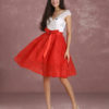Two Tone Beading V Neck Bow Sash A Line Knee Length Graduation Dress - Image 3
