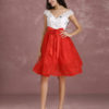 Two Tone Beading V Neck Bow Sash A Line Knee Length Graduation Dress - Image 4