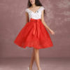 Two Tone Beading V Neck Bow Sash A Line Knee Length Graduation Dress - Image 6
