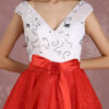 Two Tone Beading V Neck Bow Sash A Line Knee Length Graduation Dress - Image 8