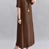 O-Neck Short Sleeve Cotton Linen Maxi Dress - Image 8