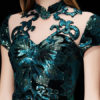 Velvet Evening Dress Illusion Sequin Mother's Dress Dark Green Stand Collar Short Sleeve A Line Floor Length Wedding Guest Dresses - Image 6