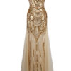 Vintage Prom Dresses Gold Sequin Strapless 1920s Flapper Dress Maxi Evening Dress