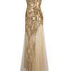 Vintage Prom Dresses Gold Sequin Strapless 1920s Flapper Dress Maxi Evening Dress - Image 2
