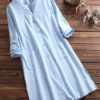 Vintage Women Cotton Long Sleeve Button Dress - Image 4