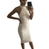 Wedding Party Dress White Lace Birthday Dress Halter Backless Bodycon Dress