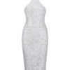 Wedding Party Dress White Lace Birthday Dress Halter Backless Bodycon Dress - Image 3