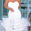 White Bodycon Dress Strapless Ruffles Shaping Sexy Party Dress - Image 4