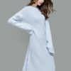 White Knit Dress Women Sweater Dress Round Neck Long Sleeve Lace Up Long Dress - Image 6