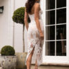 White Party Dress Lace Sexy Birthday Dress Split Cocktail Dress - Image 3