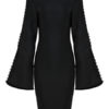Party Dresses Long Sleeve Round Neck Split Women Bodycon Dress - Image 2