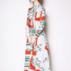 White Shirt Dress Turndown Collar Printed Long Dress - Image 2