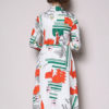 White Shirt Dress Turndown Collar Printed Long Dress - Image 3