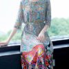 Women Bohemian Floral Printing Calf-Length Dress - Image 2