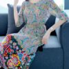 Women Bohemian Floral Printing Calf-Length Dress - Image 3