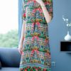 Women Bohemian Floral Silk Vintage Dress