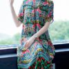 Women Bohemian Floral Silk Vintage Dress - Image 2