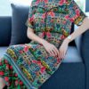 Women Bohemian Floral Silk Vintage Dress - Image 3