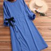 Women Drawstring Waist Vintage Dress - Image 4