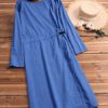 Women Drawstring Waist Vintage Dress - Image 5