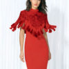 Women Dress Sequin Tassel Short Sleeve Women Party Dress