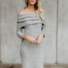 Women Knit Dress Off The Shoulder Layered Sheath Dress