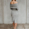 Women Knit Dress Off The Shoulder Layered Sheath Dress - Image 4