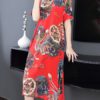 Women National Style Printed Hem Dress