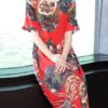 Women National Style Printed Hem Dress - Image 2