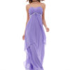 Women Party Dress Lilac Straps Sleeveless Rhinestones Pleated Layered Chiffon Maxi Dresses - Image 2