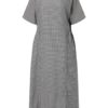 Women Retro Plaid Short Sleeve O-neck Long Shirt Vintage Dress - Image 7