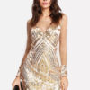 Women Sequin Dress Long Sheer Sleeves Luxury Zip Back Bodycon Party Dress