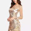 Women Sequin Dress Long Sheer Sleeves Luxury Zip Back Bodycon Party Dress - Image 2